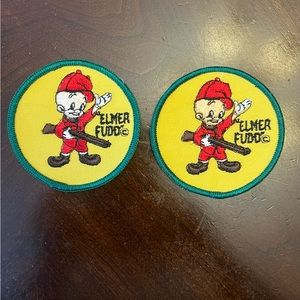Vintage 1970’s Swiss Maid Quality Emblems Looney Tunes Elmer Fudd Patch Set of 2